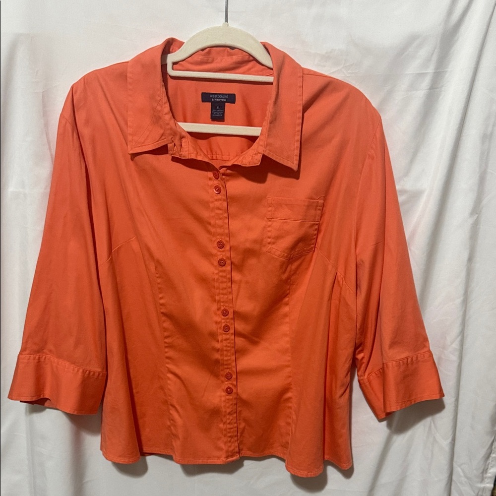 Westbound Orange Button Down Shirt Office